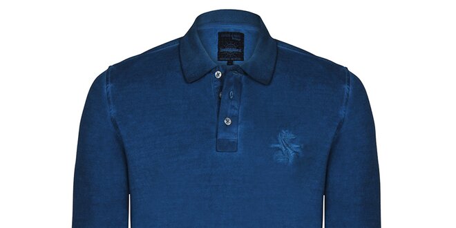 Pánské modré polo triko s dlouhým rukávem Giorgio di Mare