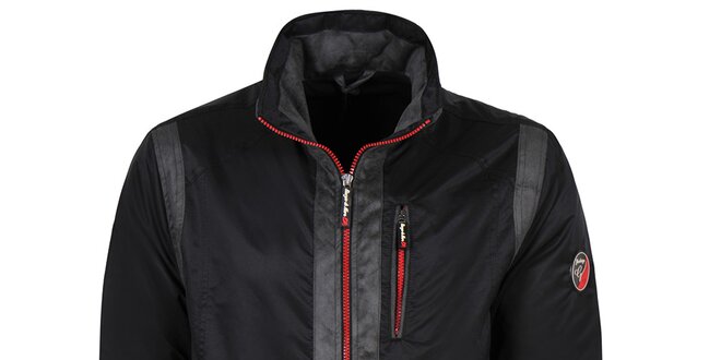 Pánská černá bunda s červenými zipy Giorgio Di Mare