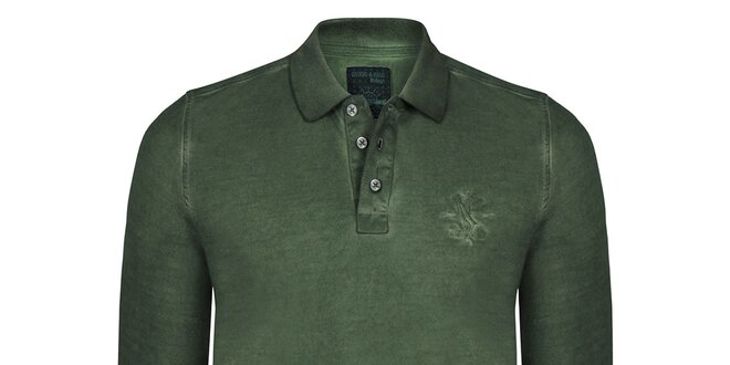 Pánské zelené polo triko s dlouhým rukávem Giorgio di Mare