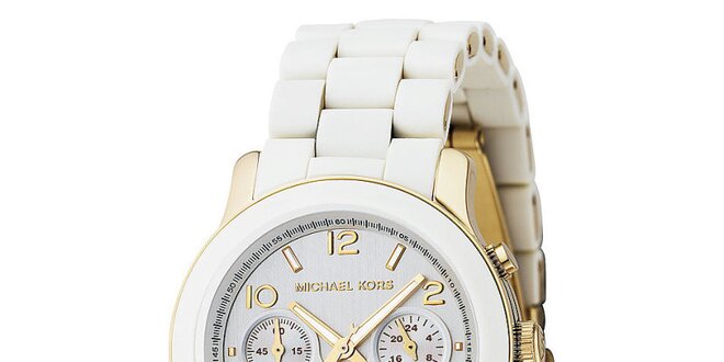 Dámské bílé hodinky s prvky ve zlaté barvě Michael Kors
