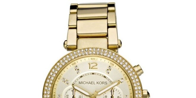 Dámské ocelové hodinky se zdobenou lunetou Michael Kors - zlatá barva