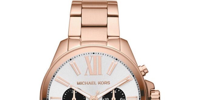 Dámské ocelové hodinky s chronografem Michael Kors - barva růžového zlata