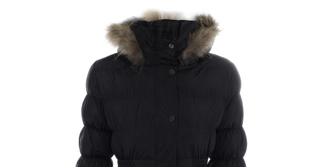 Dámský černý prošívaný kabát s kožíškem Adrexx
