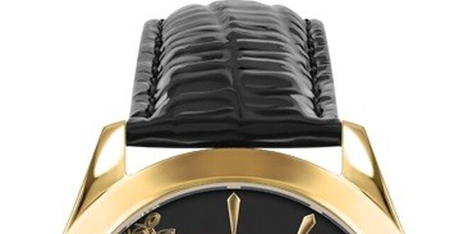 RFS dámské hodinky Lace černé se zlatým ornamentem