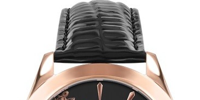 RFS dámské hodinky Lace černé s měděným ornamentem