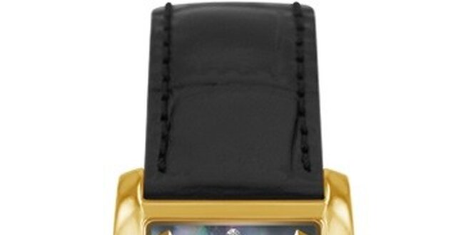 RFS dámské hodinky Prima s černým řemínkem a ciferníkem zlaté barvy
