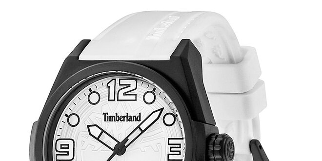 Pánské bílé hodinky s černým kulatým pouzdrem Timberland