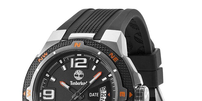 Pánské černé hodinky se silikonovým řemínkem Timberland