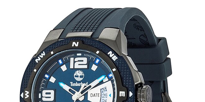 Pánské modré hodinky se silikonovým řemínkem Timberland
