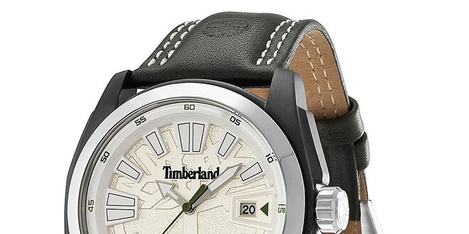 Pánské hodinky s černým koženým řemínkem Timberland