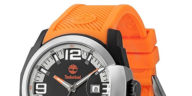 Pánské hodinky s oranžovým gumovým řemínkem Timberland