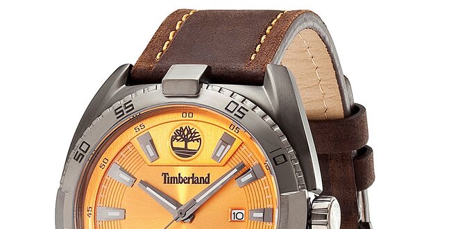 Pánské elegantní hodinky z oceli s koženým řemínkem Timberland