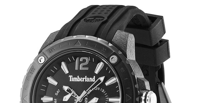Pánské hodinky s černým gumovým řemínkem Timberland