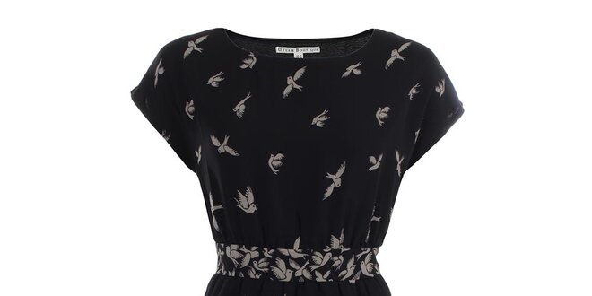 Dámské černé šaty s ptáčky Uttam Boutique