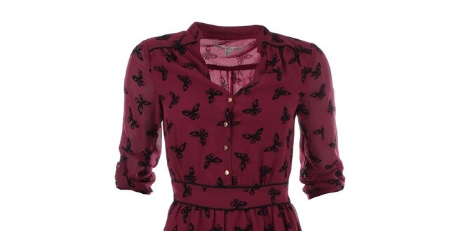 Dámské červené šaty s potiskem motýlků Uttam Boutique