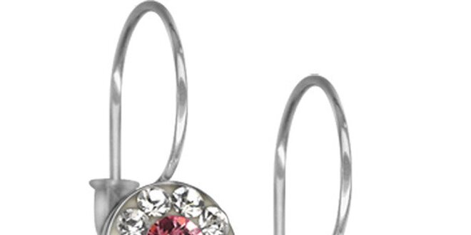 Dámské náušnice Swarovski Elements s růžovým středem