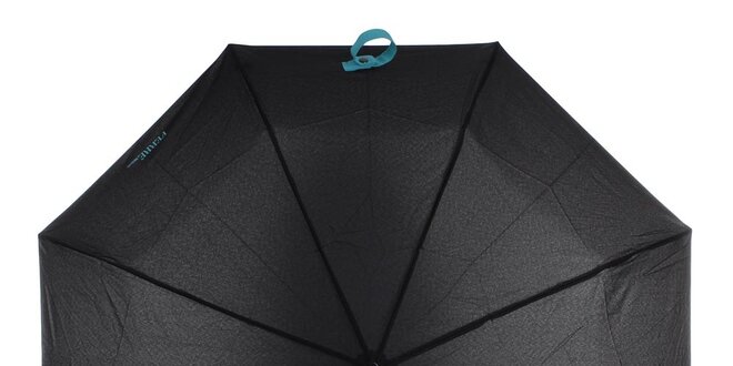 Dámský černý skládací deštník s modrým nápisem Ferré Milano