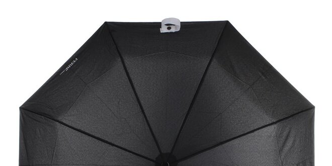 Dámský černý skládací deštník s bílým nápisem Ferré Milano