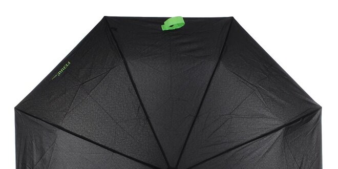 Dámský černý skládací deštník se zeleným nápisem Ferré Milano