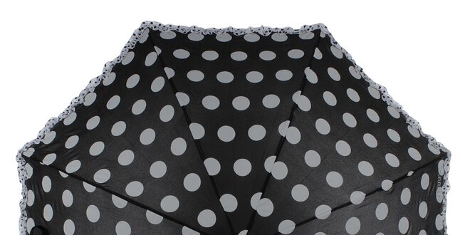 Dámský černý vystřelovací deštník s puntíky Ferré Milano