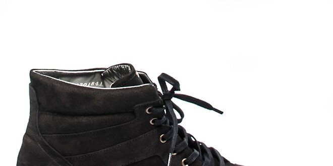 Černé kotníkové boty s tkaničkami Moda Italiana