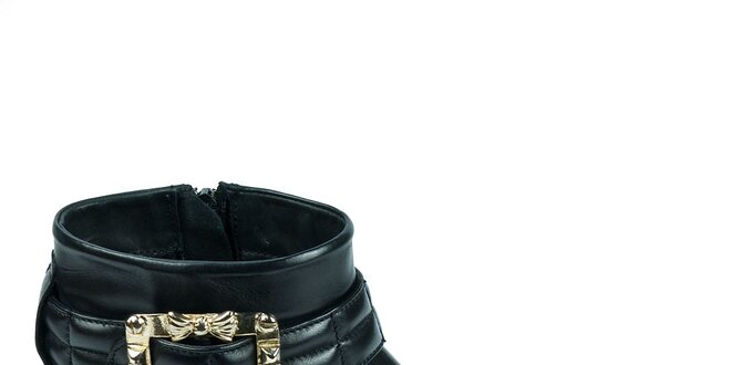 Dámské černé kotníkové boty s ozdobnou přezkou Moda Italiana