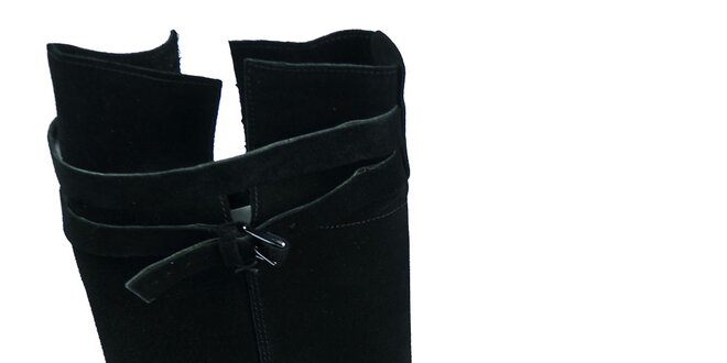 Dámské černé semišové boty Moda Italiana