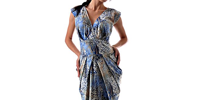 Dámské lesklé šaty se vzorem v modré barvě Female Fashion