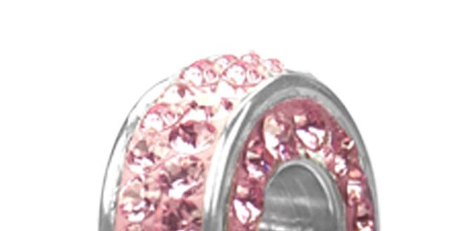 Dámský ocelový přívěsek Swarovski Elements s růžovými krystaly