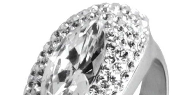 Dámský ocelový prsten Swarovski Elements s čirými krystaly