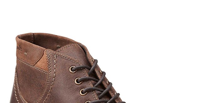 Pánské hnědé kožené prošívané boty Clarks