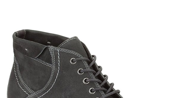 Pánské černé kožené prošívané boty Clarks