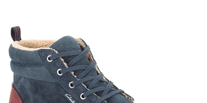 Pánské tmavě modré semišové boty s kožíškem Clarks