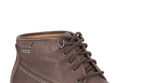 Pánské kožené kotníkové šněrovací boty v hnědé barvě Clarks