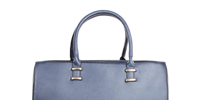 Dámská modrá kabelka se zipovým zapínáním London fashion