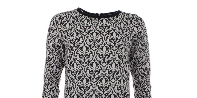 Dámský dlouhý svetr s elegantním černo-bílým vzorem Madam Rage