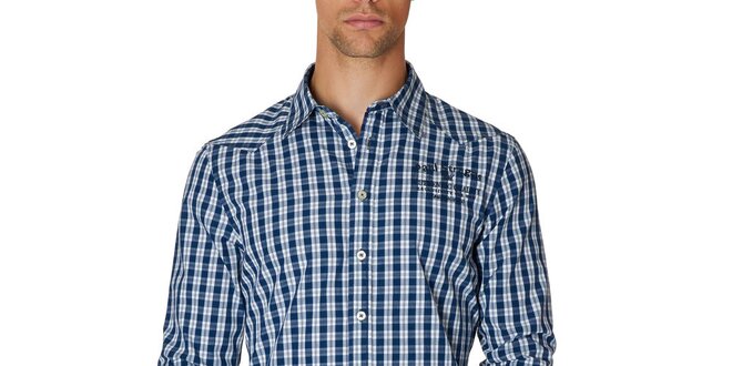 Pánská modro-bílá košile s kostkovaným vzorem Paul Stragas