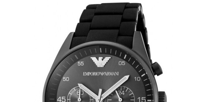 Pánské černé hodinky z nerezové oceli Emporio Armani