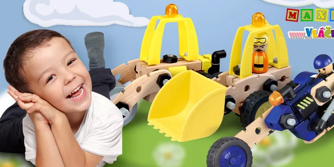 Dřevěné stavebnice – válec, motorka nebo nakladač!
