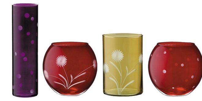 Krásné dekorované vázy SIMAX z české sklárny