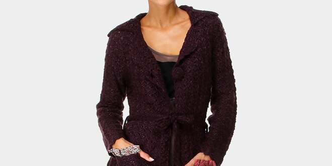 Dámský tmavě fialový dlouhý svetr s kapsami Ian Mosh