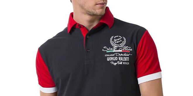 Pánské polo tričko s červenými rukávy a límečkem Giorigo Valenti