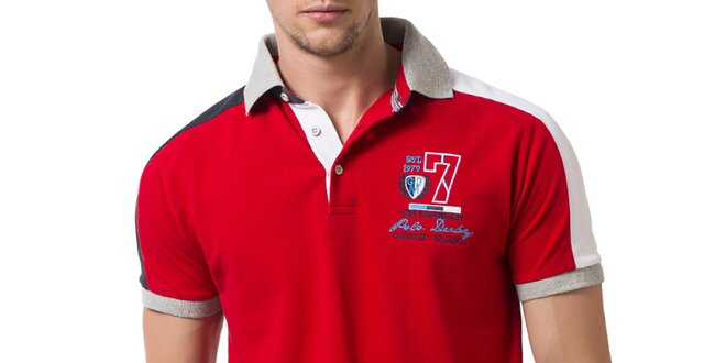Pánské červené polo tričko se světle šedým límečkem Giorgio Valenti