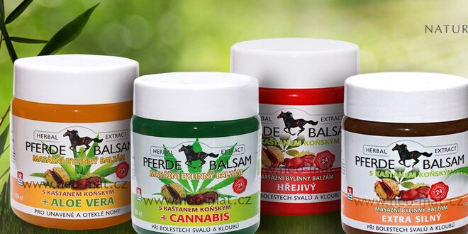 Nabitý balíček 4 koňských balzámů s cannabis i aloe vera