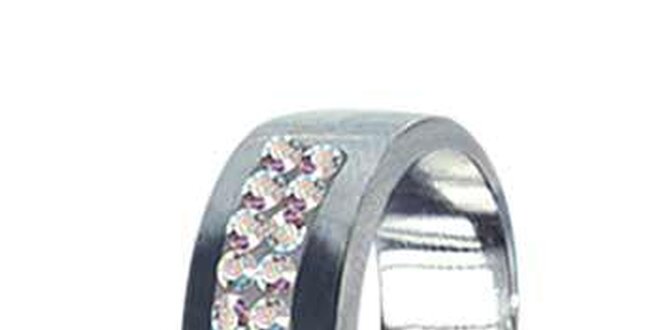 Dámský ocelový prsten Swarovski Elements s duhovými krystaly