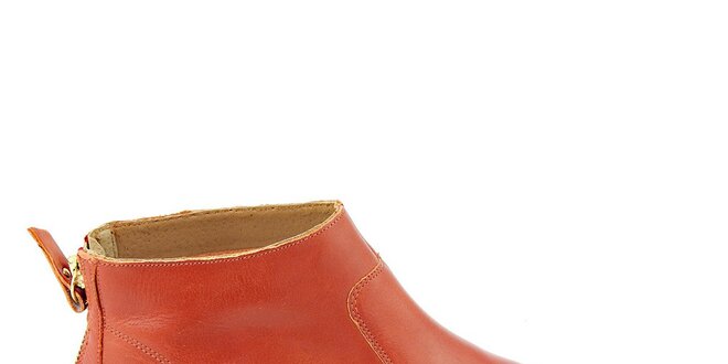 Dámské červené kožené kotníčkové boty na zip Eye