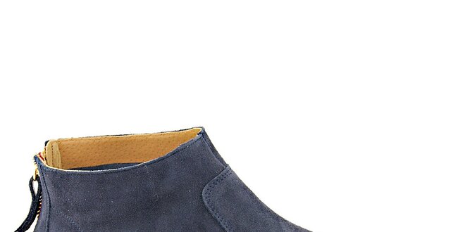 Dámské šedo-modré semišové kotníčkové boty na zip Eye