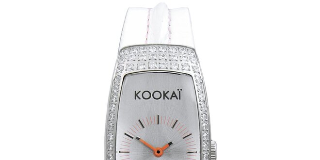 Dámské bílé hodinky s malými krystalky Kookai
