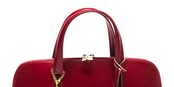 Dámská červená kožená kufříková kabelka Carla Ferreri