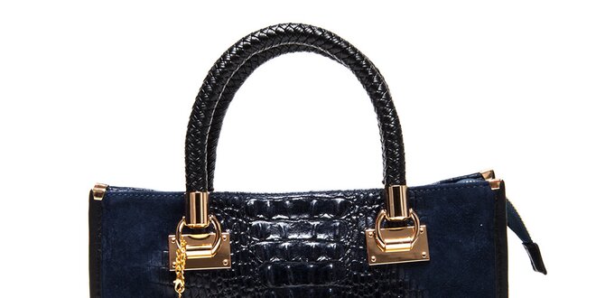 Dámská tmavě modrá kabelka s krokodýlím vzorem Carla Ferreri